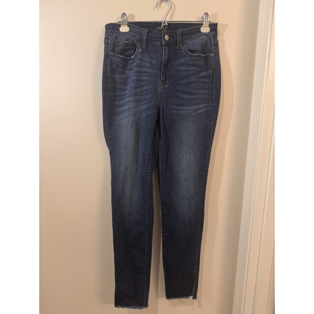 Judy Blue High Waist Side Slit‎ Skinny Denim Dark Wash Stretch Size 7/28